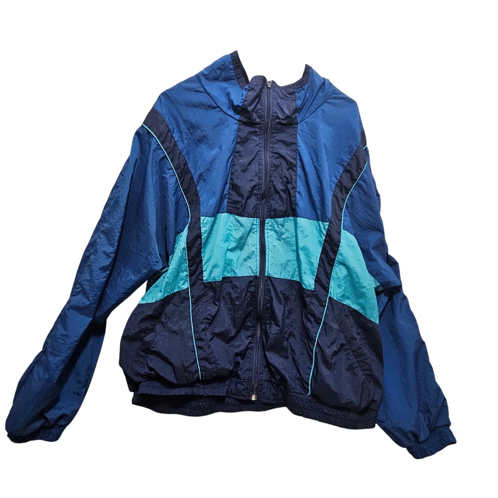 MacGregor Vintage 90s Colorblock Windbreaker Jacket Mens 3XL Blue Teal Zip Up *